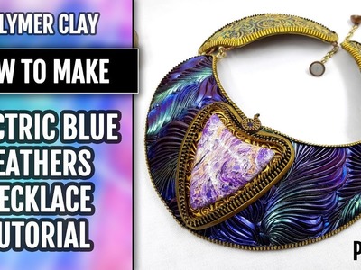 FREE  Video Tutorial. Part 2. Electric Blue Feathers Necklace making Tutorial.