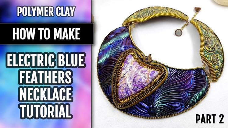 FREE  Video Tutorial. Part 2. Electric Blue Feathers Necklace making Tutorial.