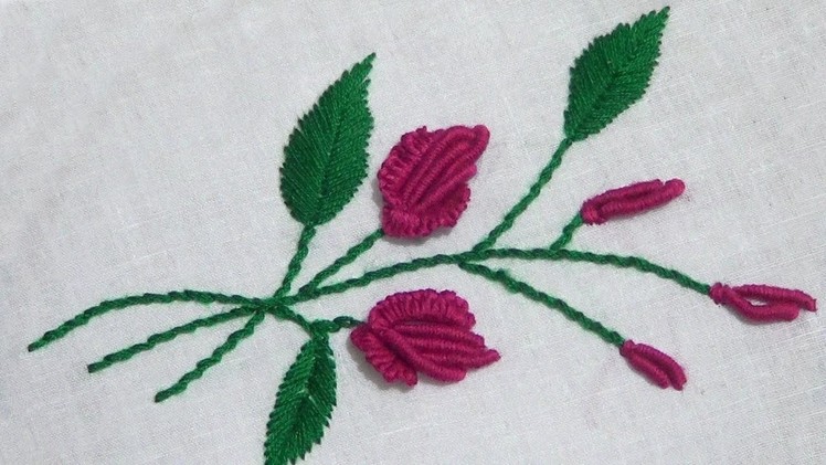 Hand Embroidery : Cast On Stitch ( Rose's Bud )