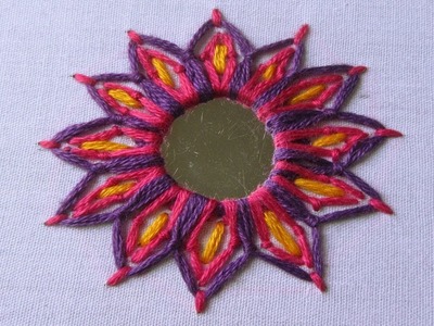 Hand Embroidery | Mirror Work Stitch | Shisha Work | Hand Embroidery Designs #20
