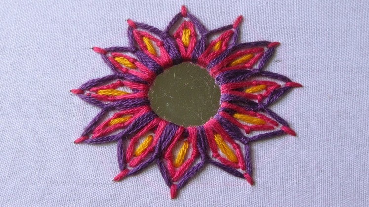 Hand Embroidery | Mirror Work Stitch | Shisha Work | Hand Embroidery Designs #20