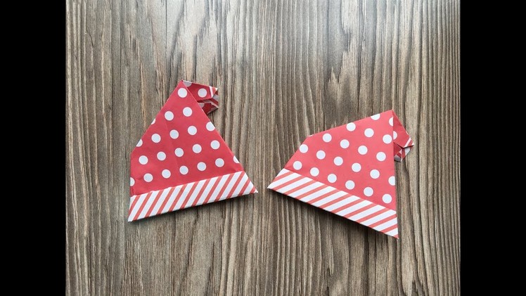 How to make a paper Santa hat - Origami Santa hat - Hướng dẫn gấp mũ ông già Noel