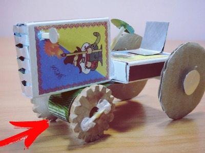 How To Make Tractor from Wooden Bobbin and Cardboard at Home DIY