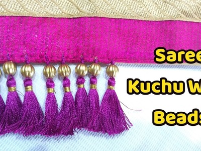 Latest Saree Tassels design with Beads I  Kuchu making I Gonde design