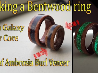 Making a Glowing Bentwood ring out of Ambrosia Burl veneer ( DIY )
