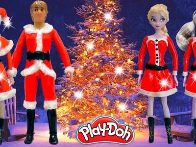 Play Doh Disney Princess Christmas Dresses Elsa Anna Barbie Kristoff Play-Doh Super Craft