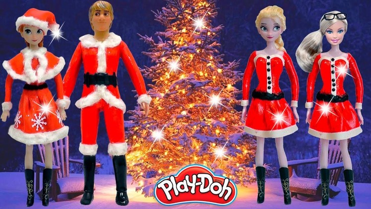 Play Doh Disney Princess Christmas Dresses Elsa Anna Barbie Kristoff Play-Doh Super Craft