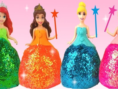 Play Doh Sparkle Barbie Disney Princess Dress Frozen Elsa Glitter Slime DIY