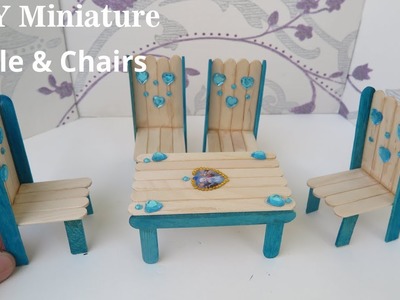 Popsicle Stick Crafts - Miniature  Dining Table & Chairs set