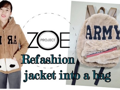 Refashion old jacket into a bag | zoe diy