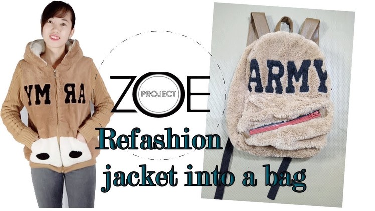 Refashion old jacket into a bag | zoe diy