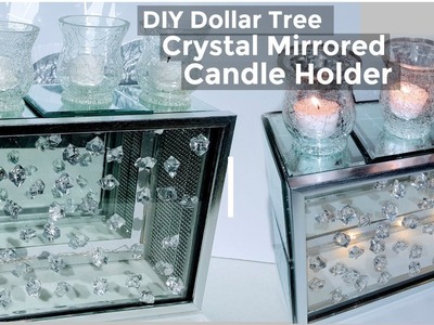 DIY Dollar Tree Crystal Glass Mirrored Candle Holder BLING - GLAM | DIY Wedding Decor (Easy)
