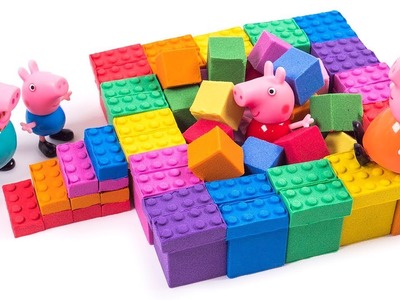 DIY How to Make Kinetic Sand Peppa Pig Cube Ball Pool PlayGround Set Learn Colors for Kids