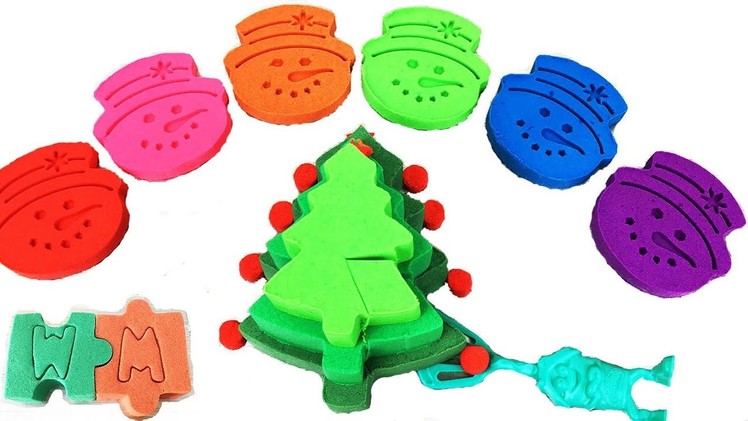 DIY How To Make Kinetic Sand Christmas Tree Cake Snowman Cookie Toy Surorise For Kids