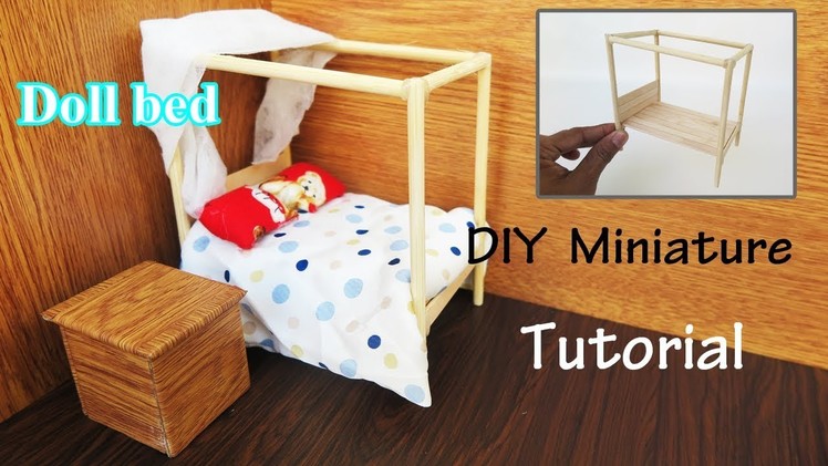 DIY Miniature  a Simple Bed doll |  Miniature crafts ideas  |  Project for kids