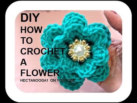 How to crochet a flower - cyan flower