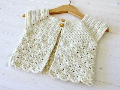 How to crochet a little girl's classic shell stitch cardigan. sweater