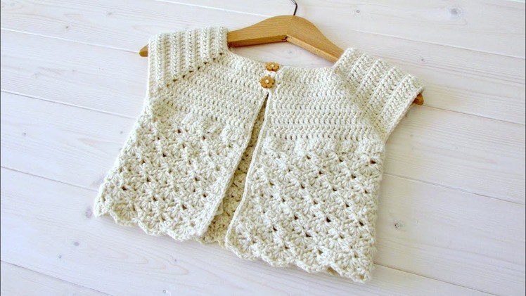 How to crochet a little girl's classic shell stitch cardigan. sweater