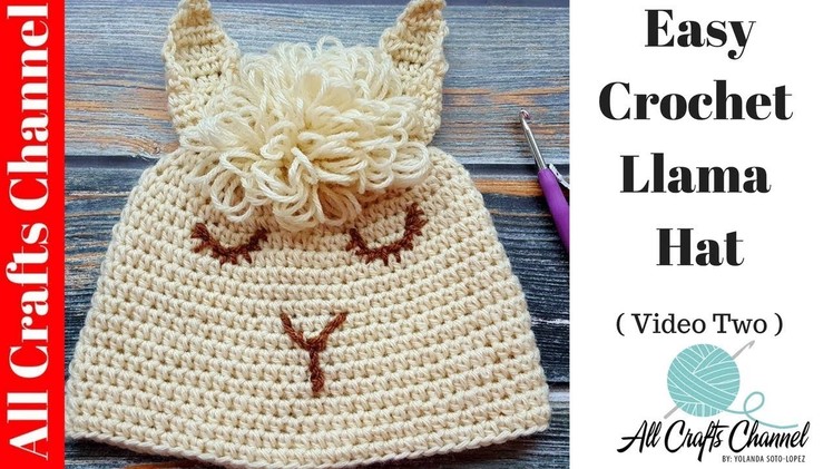 How to crochet easy Llama Hat  (Video Two) Alpaca