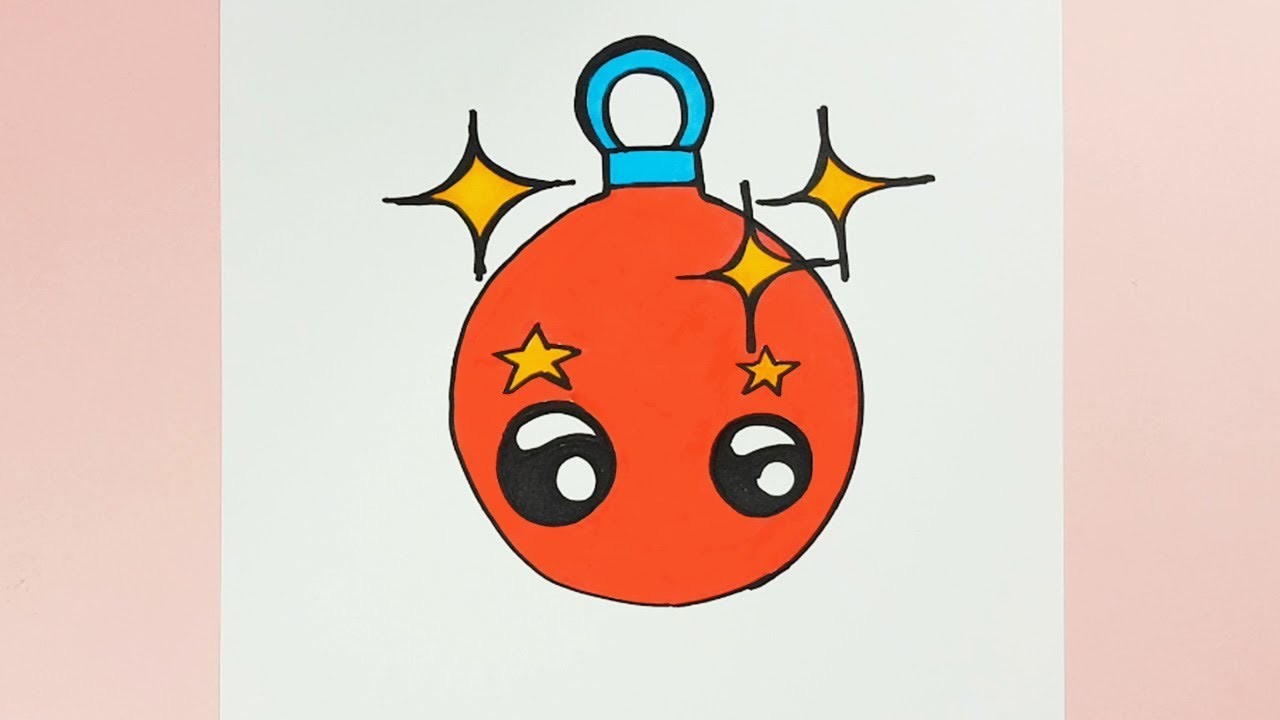 How to Draw a Cute Christmas Ornament Easy and Step by Step, Drawing a