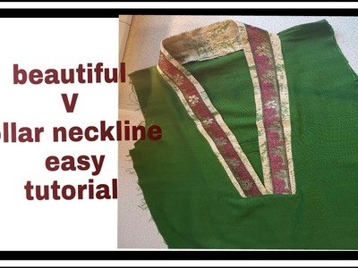 How to make beautiful flat V  collar  neckline of| kameez or kurtii|Tutorial step by step