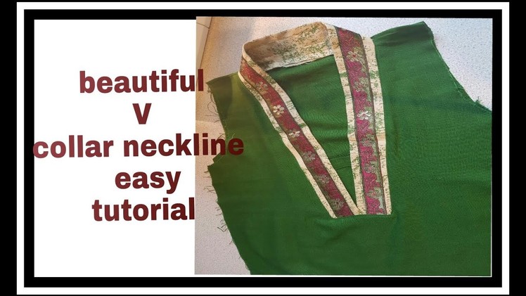 How to make beautiful flat V  collar  neckline of| kameez or kurtii|Tutorial step by step