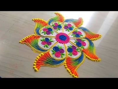 How to make beautiful unique and innovative rangoli design by Jyoti Rathod