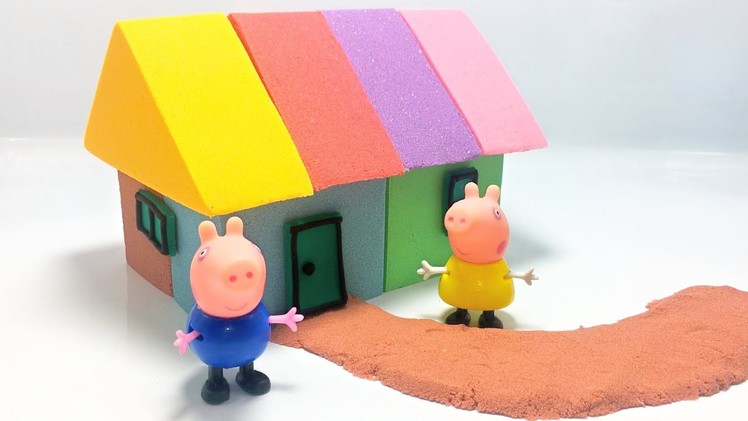 Kinetic Sand DIY Make House With Peppa Pig Stop Motion Learn Colors For Kids
