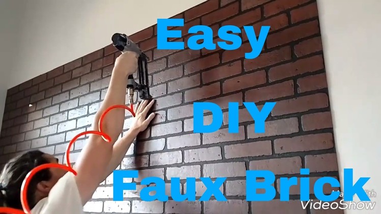 Make a faux brick wall with brick panels. DIY interior design.