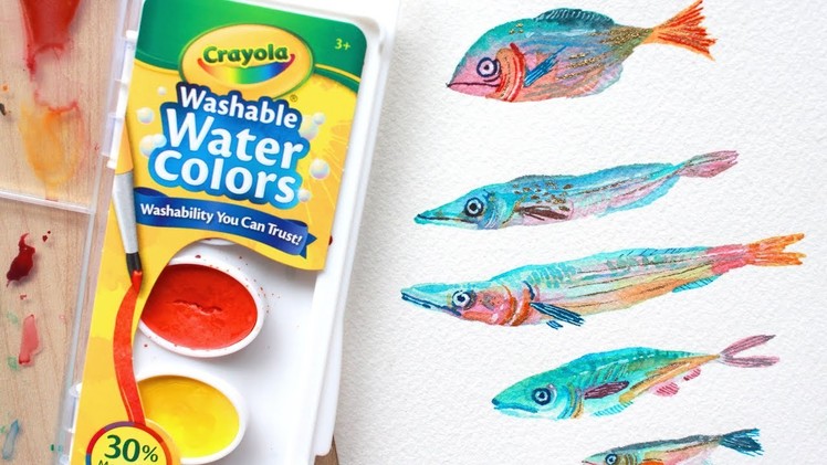 Painting with Crayola Watercolors! ☼ (Rainbow Fishies~)