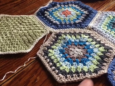 Part 2 of 3: Continuous JAYG using SC and PLT for Hexagons - motif single crochet joining method