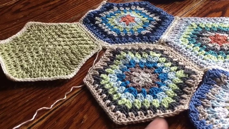 Part 2 of 3: Continuous JAYG using SC and PLT for Hexagons - motif single crochet joining method