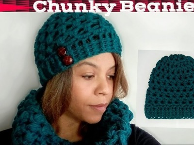Quick chunky crochet beanie pattern -  Substitute worsted weight yarn for super bulky