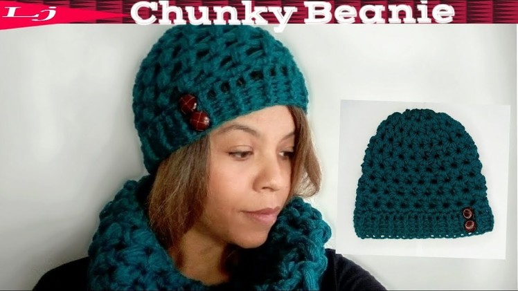 Quick chunky crochet beanie pattern -  Substitute worsted weight yarn for super bulky