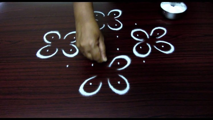 Simple flower rangoli designs for Friday || 6 to 2 dots muggulu designs || simple kolam designs