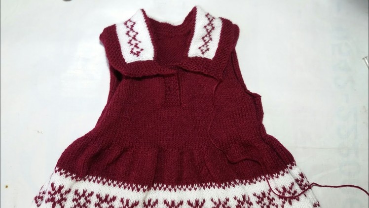 Two colour frock knitting design - part - 2