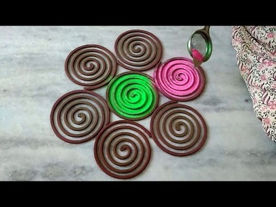 Very easy creative rangoli design use coils