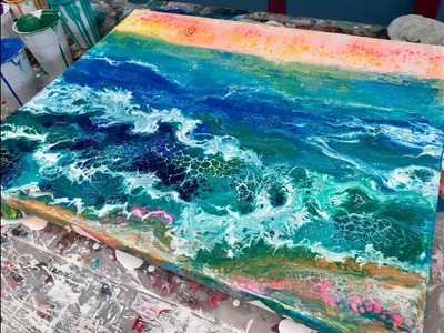 Acrylic Pour Painting: Silent Oceanscape