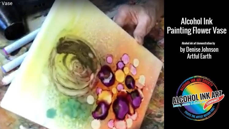 Alcohol Ink Painting Flower Vase