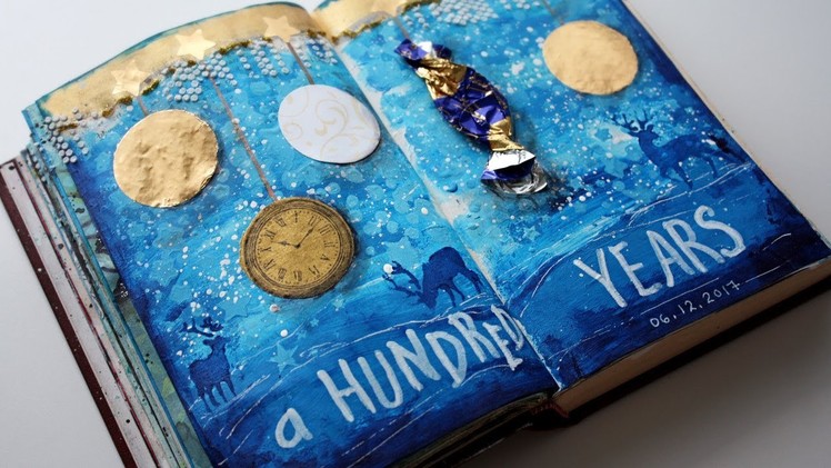 ART JOURNAL: A Hundred Years - winter scenery with acrylic paints process video