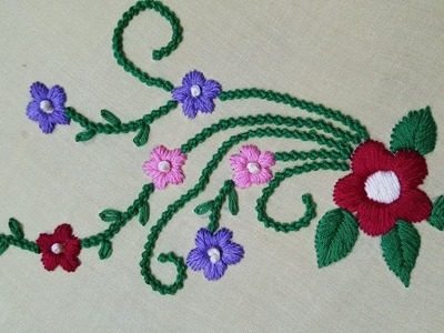 Bead stitch(moti tanka) satin stitch | hand embroidery