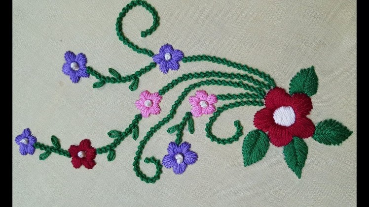 Bead stitch(moti tanka) satin stitch | hand embroidery