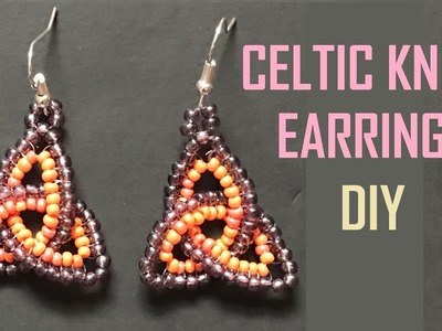 Beaded Celtic Knot Earring with Herringbone Stitch