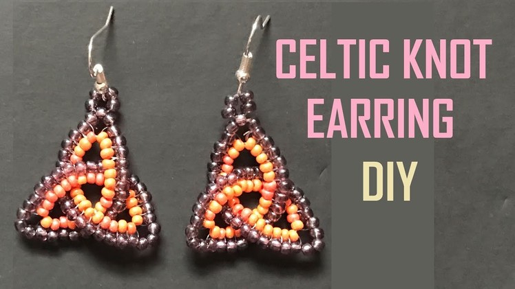 Beaded Celtic Knot Earring with Herringbone Stitch