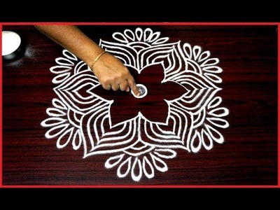 Beautiful rangoli designs with 5x3 dots for beginners || simple kolam designs || chukkala muggulu
