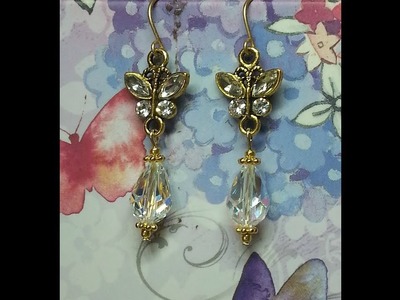 DIY~Make Gorgeous Crystal Dangle Butterfly Earrings! Inexpensive & Easy!