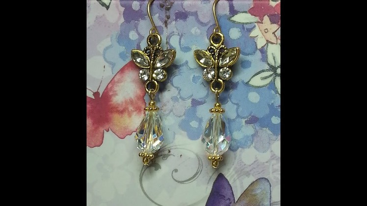 DIY~Make Gorgeous Crystal Dangle Butterfly Earrings! Inexpensive & Easy!