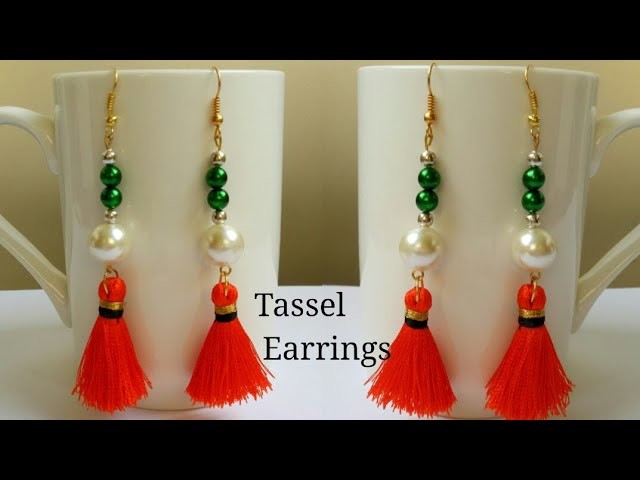Diy Pearl with thread tassel earrings|Making silk thread tassel earring|Dangle earrings with Pearls