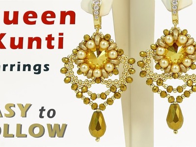 Earrings "Queen Kunti"  with 14 mm rivolis tutoial