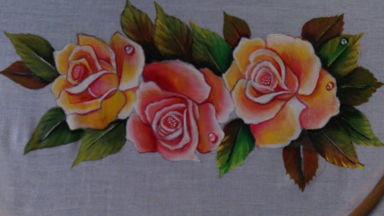 Fabric painting. Painting. Fabric Painting roses on dresses.